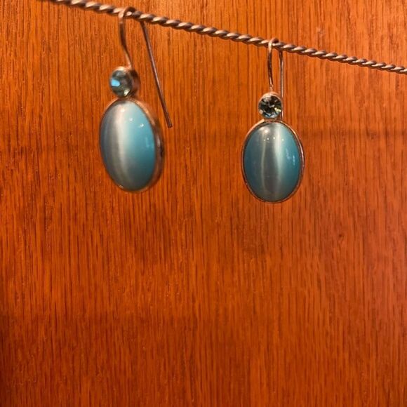 Sterling Blue Tigers Eye Earrings - Picture 3 of 11